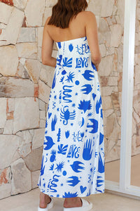 Sandy Silhouette Unique Print Strapless A-line Maxi Dress