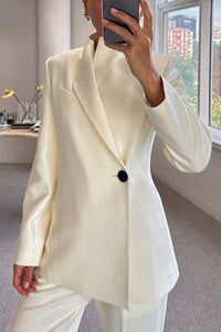 Fashionable Leader One Button Stand Collar Long Sleeve Blazer Jacket