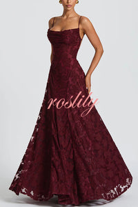 Francis Floral Burnout Jersey Fabric Cowl Neck Back Lace-up Maxi Dress