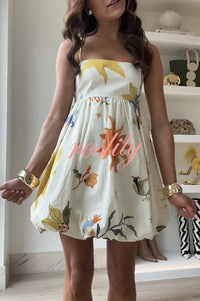 Amayah Unique Print Cloud-shaped Hem Babydoll Slip Mini Dress