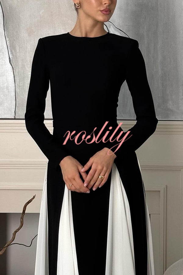 Getting Glam and Elegant Panelled Tulle Long Sleeve A-line Maxi Dress