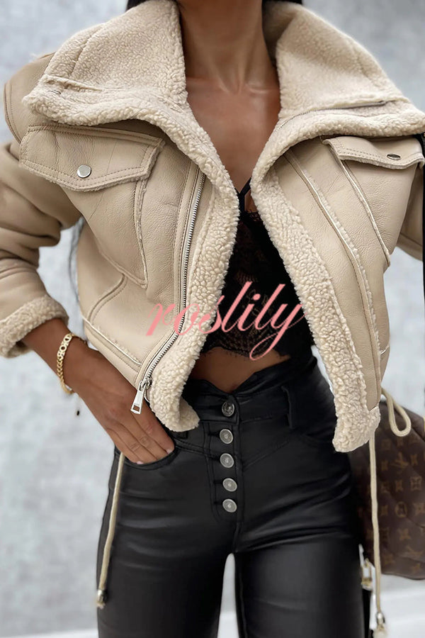 Stylish Lambswool Short Zipped Biker Jacket