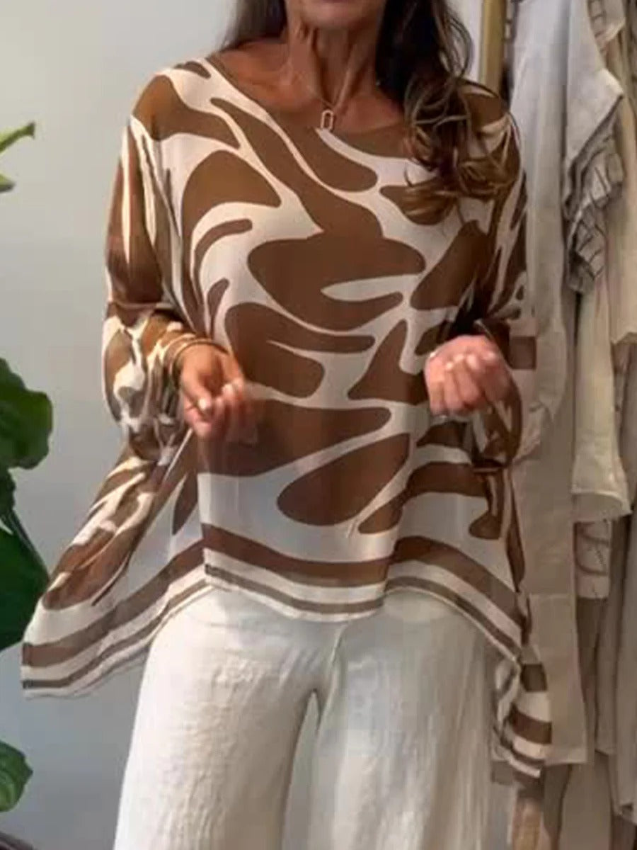 Flow Abstract Batwing Blouse