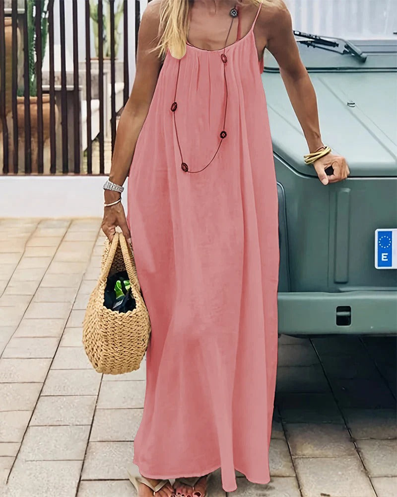 Solid Color Backless Cami Dress