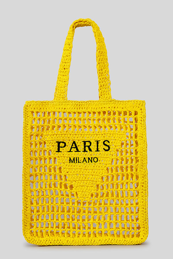 Letter Hollow Woven Beach Bag