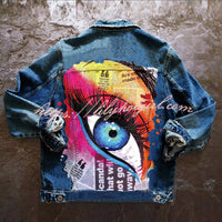 Halloween Print Long Sleeve Denim Jacket