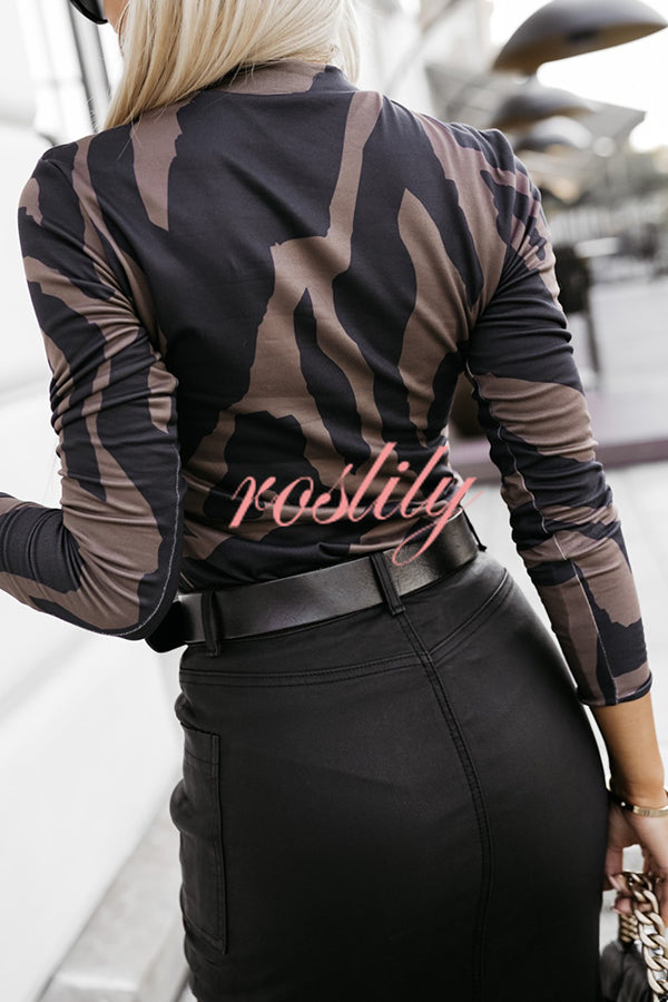 Unique Printed Slim Fit Long Sleeve Base Layer Top