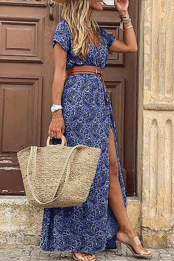 Forgotten Story Paisley Maxi Dressㄗbelt Includedㄘ