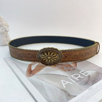 Retro Versatile Faux Leather Carved Brown Belt