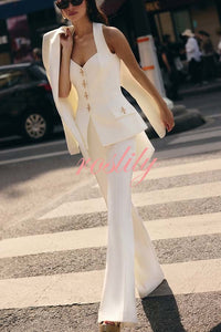 Women Power High Rise Side Zipper Flare Slim Fit Pants