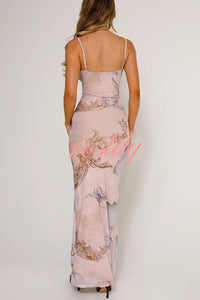 Reveling in The Unknown Floral Print Slip Stretch Maxi Dress