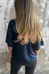 Metallic Solid Color Round Neck Short-sleeved Loose T-shirt