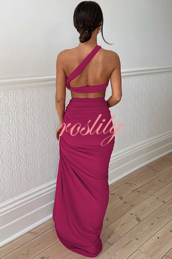 Sexy Backless Bandeau Top and Slim Slit Skirt Set