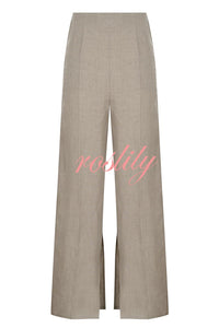 Solid Color Pocket Slit Loose Wide Leg Pants