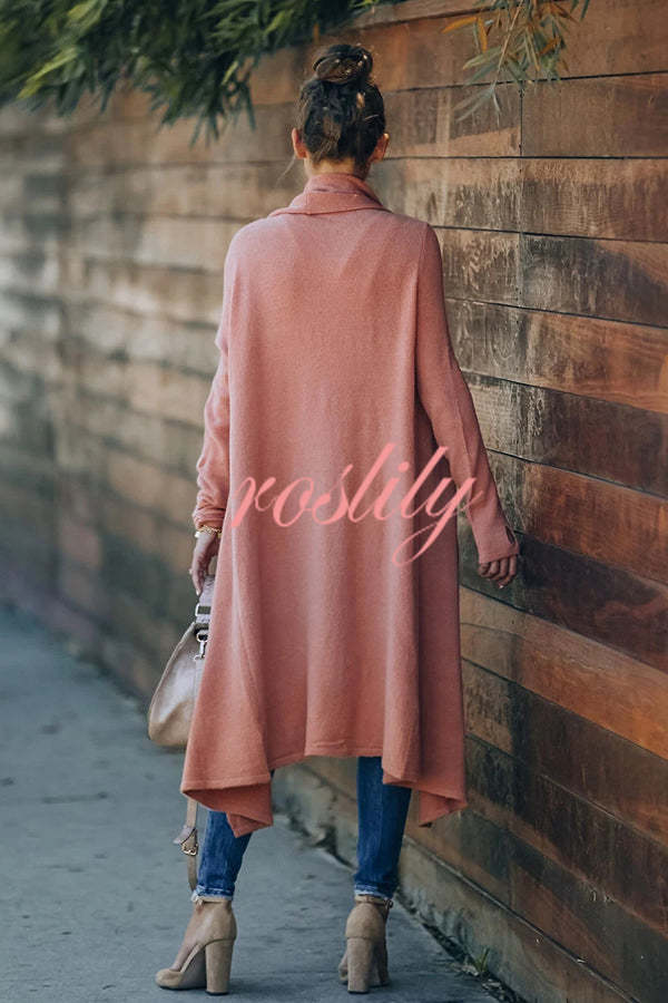 Fireside Pocketed Oversized Drape Neckline Knit Cardigan