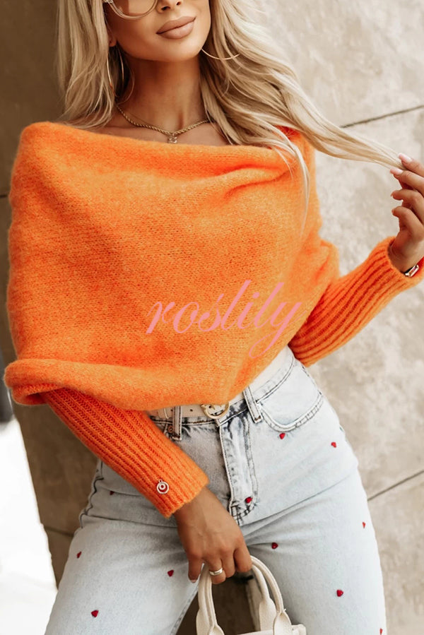 Warm in Two Ways Knit Off Shoulder Relaxed Poncho Sweater