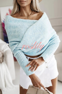 Warm in Two Ways Knit Off Shoulder Relaxed Poncho Sweater