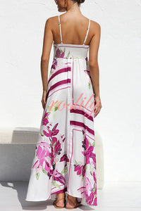 Bailey Unique Print Back Smocked A-line Slip Maxi Dress