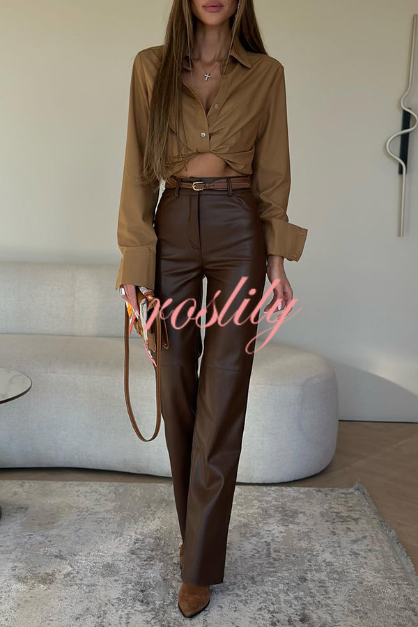 All for You Button Up Long Slit Sleeve Relaxed Blouse