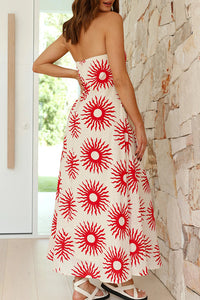 Sandy Silhouette Unique Print Strapless A-line Maxi Dress