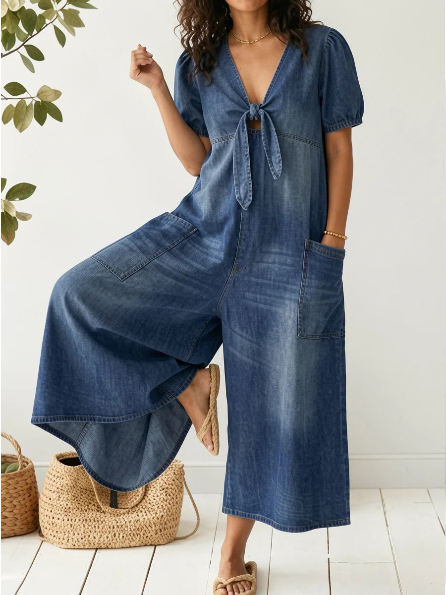 Effortless Tie-Front Denim Midi Dress