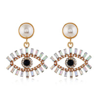 Devil's Eye Pearl Alloy Earrings