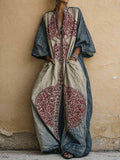 Bohemian Vintage Print Cotton Linen Jumpsuit