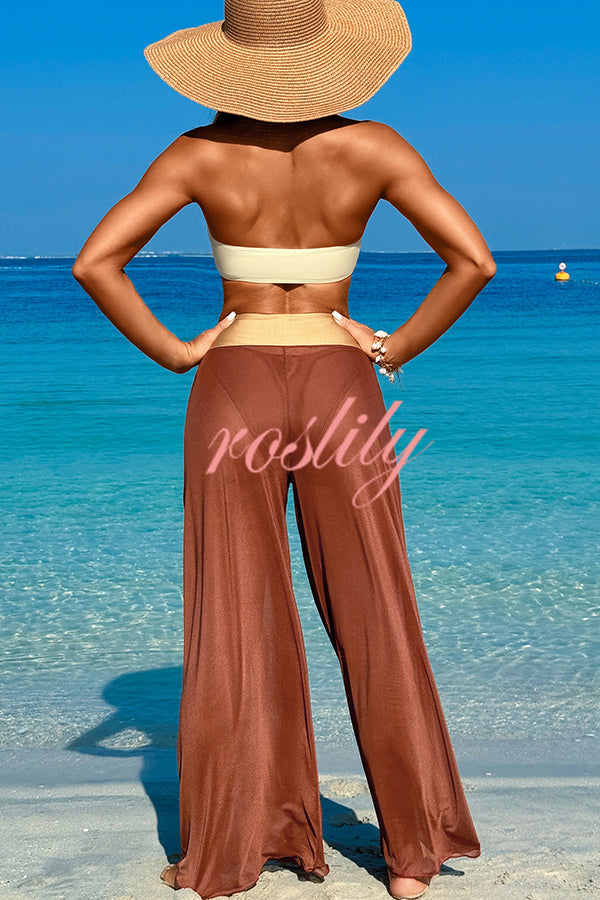 Solid Color Loose Metal Buckle Beach Pants