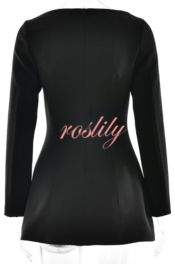 Budding Elegance Bow Detail Boat Neck Long Sleeve Mini Dress