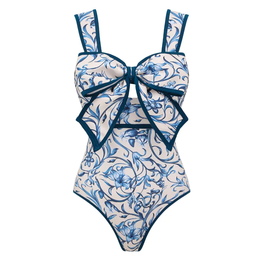 Bowknot Lily Printed Swimsuit Set
