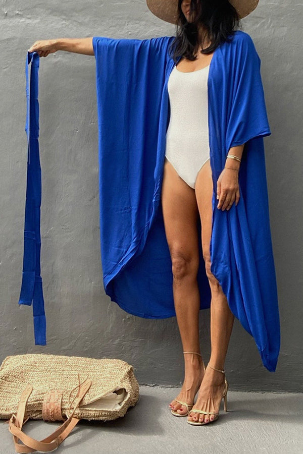 Summertime In Venice Solid Color Kimono Beach Cover-up