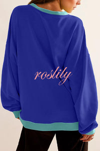 Fashionable Contrasting Color Loose Long-sleeved Casual Sweatshirt