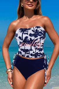 Unique Print High Waist Tie-Stretch Two-Piece Bikini Swimsuit