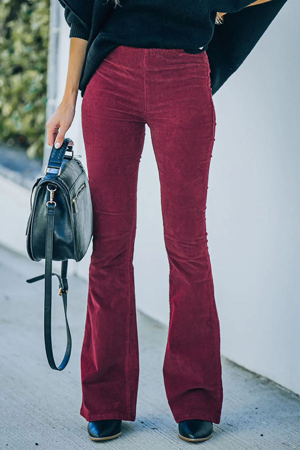 Gwen Elastic Waist Bell Bottom Corduroy Pants