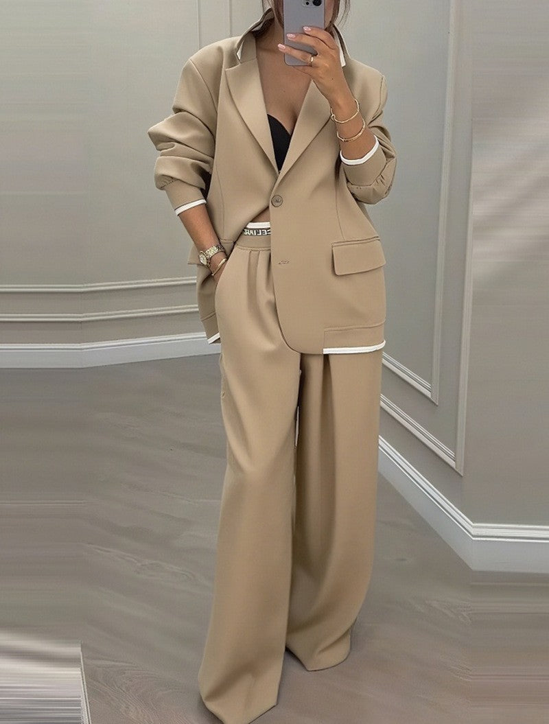 Relaxed Tailored Blazer & Wide-Leg Pants Set