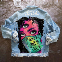 Halloween Print Long Sleeve Denim Jacket