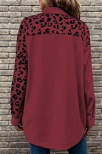 Leopard Print Single-breasted Mid-length Shirt Jacket