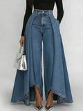High Waist Dramatic Panel Wide-Leg Jeans