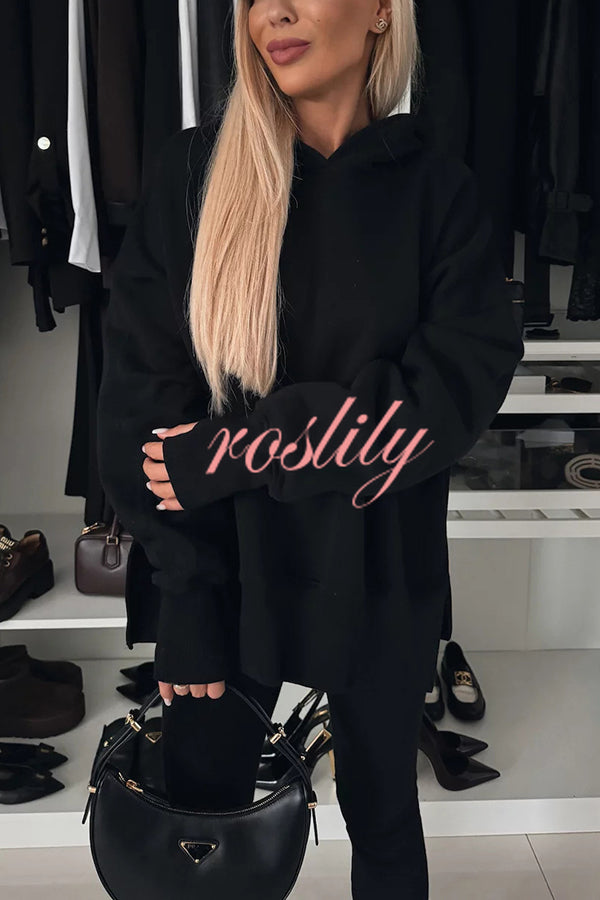 Fashion Loose Casual Hooded Long Sleeve Sweatshirt and Elastic Waist Leggings Set