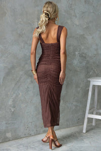 Manifesting You Mesh Ruched Detail Maxi Dress