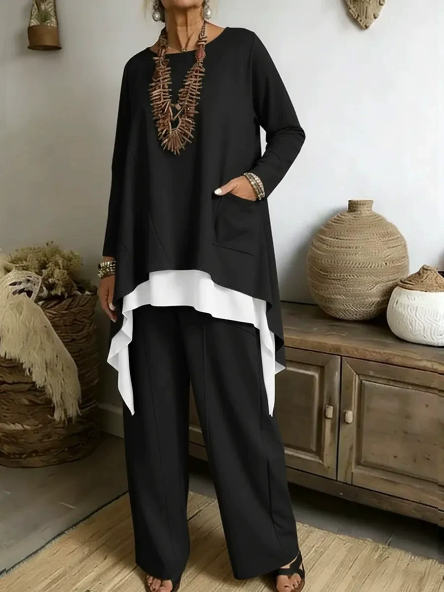 Minimal Layered Asymmetrical Two-Piece Set