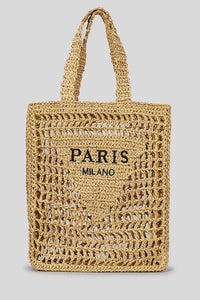 Letter Hollow Woven Beach Bag