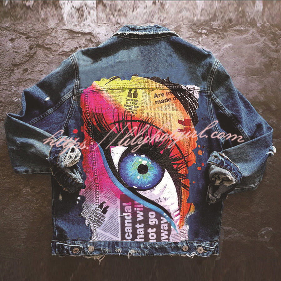 Halloween Print Long Sleeve Denim Jacket