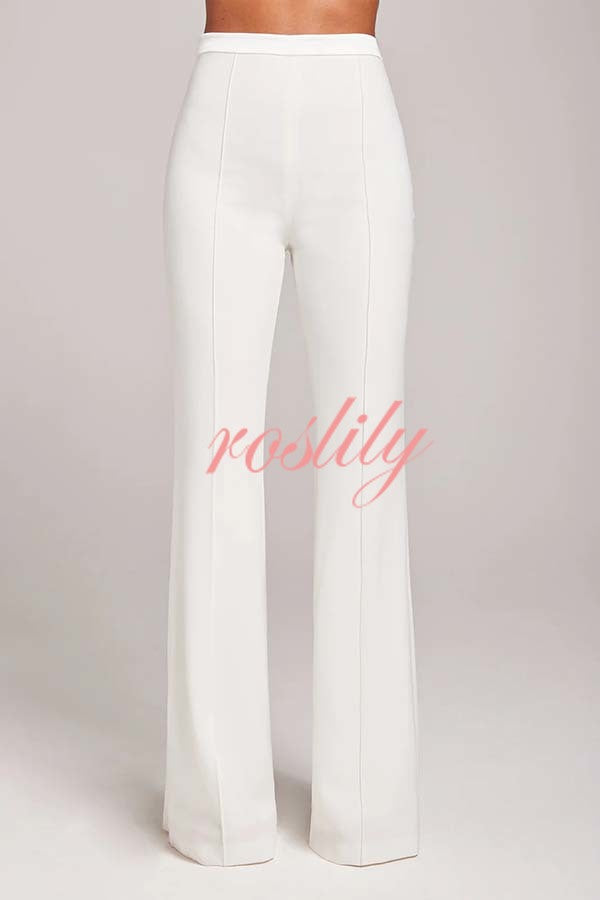 Women Power High Rise Side Zipper Flare Slim Fit Pants