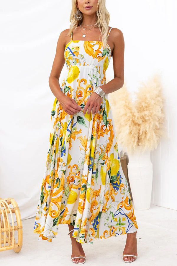 Summer Crush Abstract Print Back Tie-up Maxi Dress