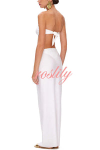 Matching The Beach Oyster Metal Decor High Slit Stretch Maxi Skirt