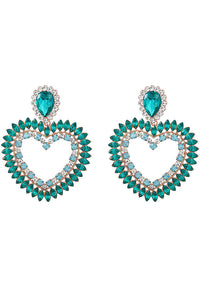 Colored Diamond Hollow Heart Shaped Earrings