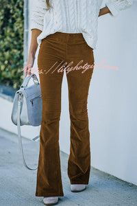 Gwen Elastic Waist Bell Bottom Corduroy Pants