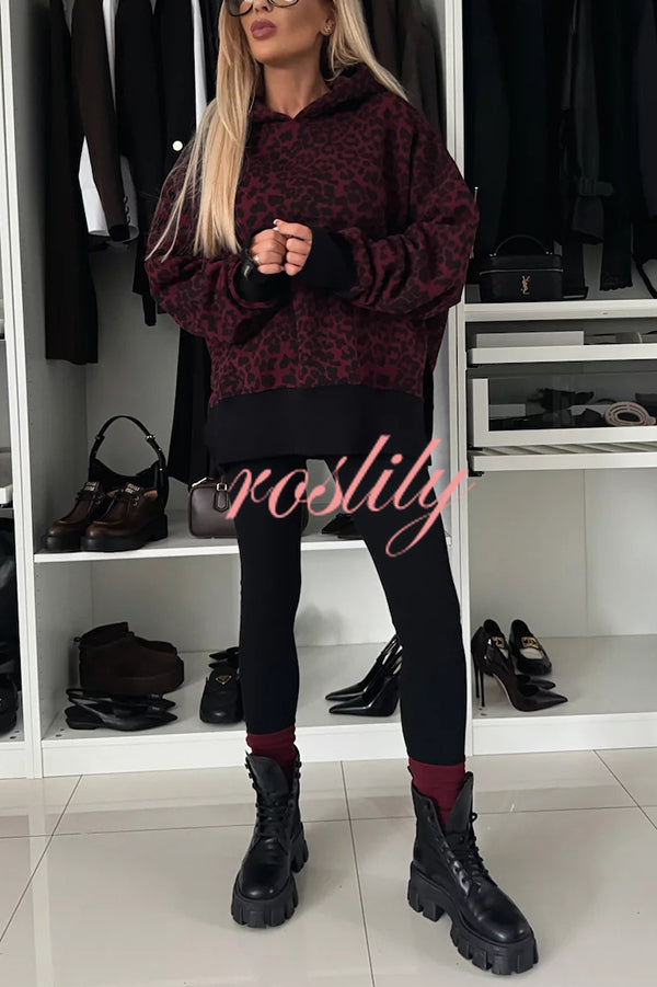 Fashion Loose Casual Hooded Long Sleeve Sweatshirt and Elastic Waist Leggings Set