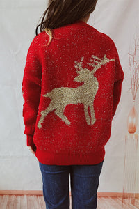 Christmas Pattern Knitted Crew Neck Long Sleeved Sweate